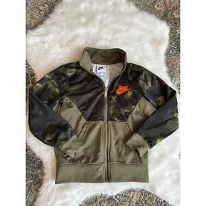 Kids Nike Track Jacket Full Zip Camo Orange Swoosh Green Size 4 3-4YRS